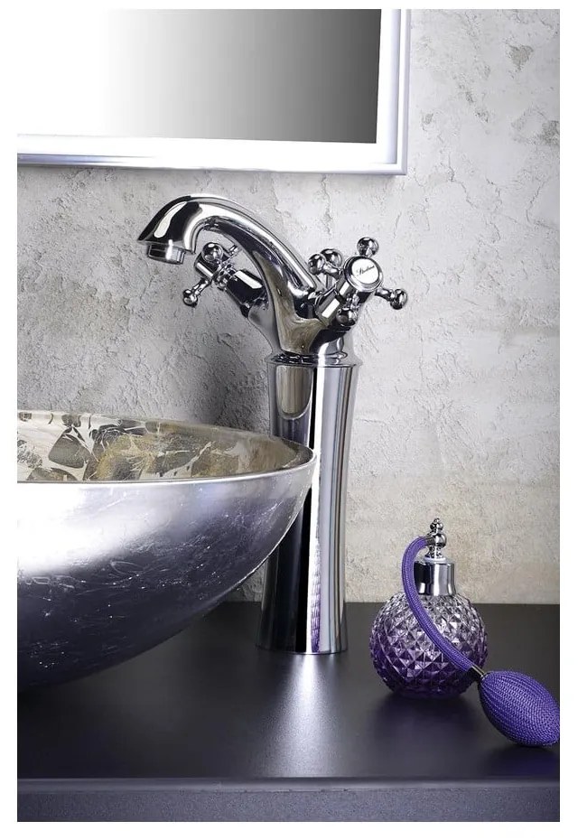 Baterie argintiu-lucios pentru chiuvetă înaltă Antea – Sapho