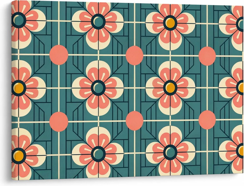 Tablou - Model retro cu flori (70x50 cm)