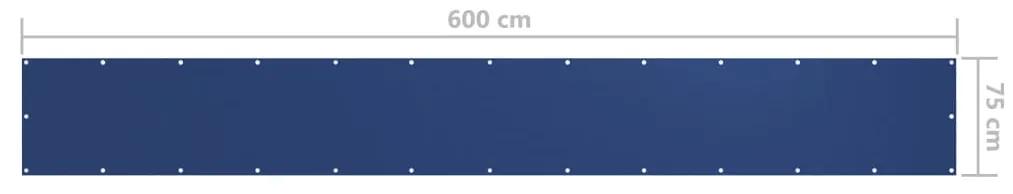 Paravan de balcon, albastru, 75 x 600 cm, țesătură oxford