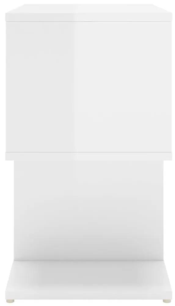 Noptiera, alb extralucios, 50x30x51,5 cm, PAL 1, Alb foarte lucios
