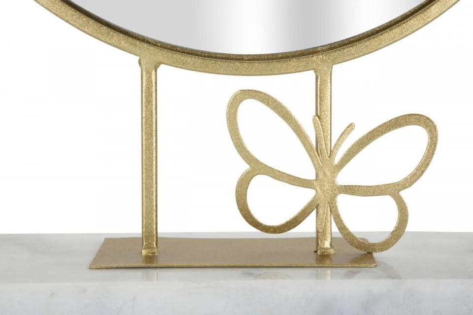 Oglinda decorativa aurie din metal si marmura, 30x39,5x9 cm, Butterfly Mauro Ferretti