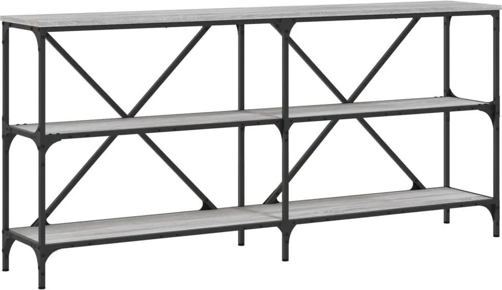 vidaXL Masă consolă, gri sonoma, 160x30x75 cm, lemn prelucrat și fier