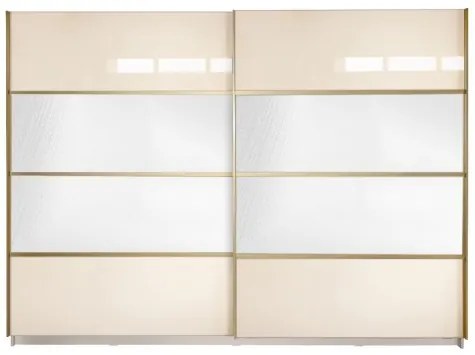Gold Dulap 2800 Crem cu usi MDF Lucios si Oglinda + 1 Comoda