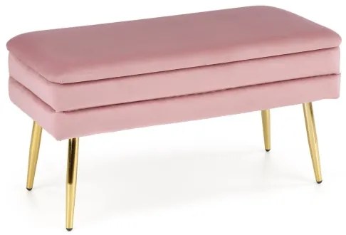 Bancă cu spațiu de depozitare VELVA 37x78 cm roz/auriu