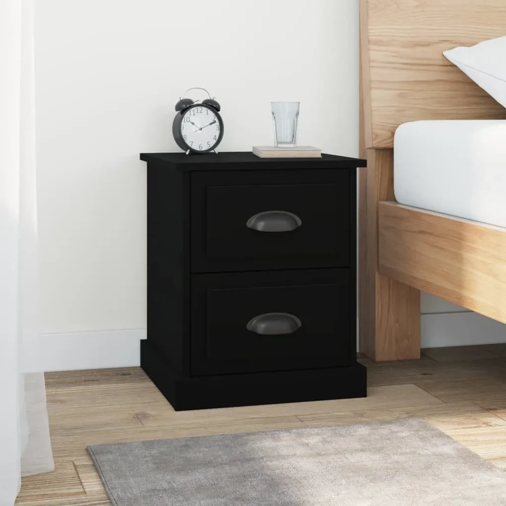 816146 vidaXL Noptieră, negru, 39x39x47,5 cm, lemn prelucrat