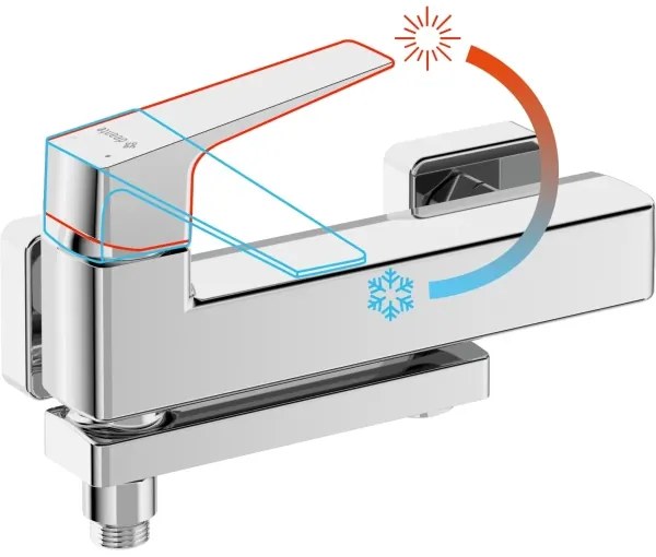 Deante BQL_012M - Baterie pentru cadă BLUR rabatabilă, crom lucios