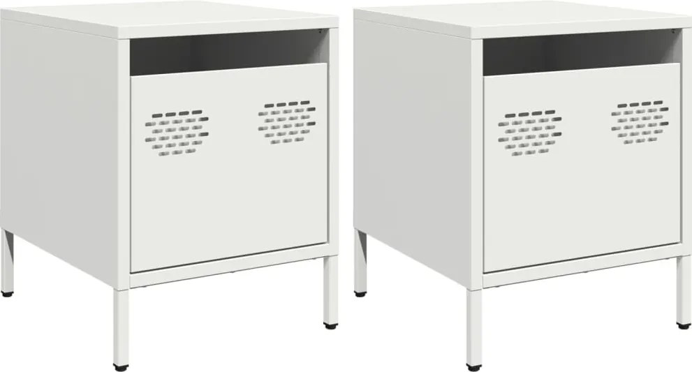 vidaXL Noptiere, 2 buc., alb, 35x39x43,5 cm, oțel