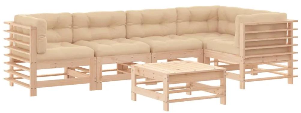3186004 vidaXL Set mobilier relaxare de grădină & perne 6 piese lemn masiv pin
