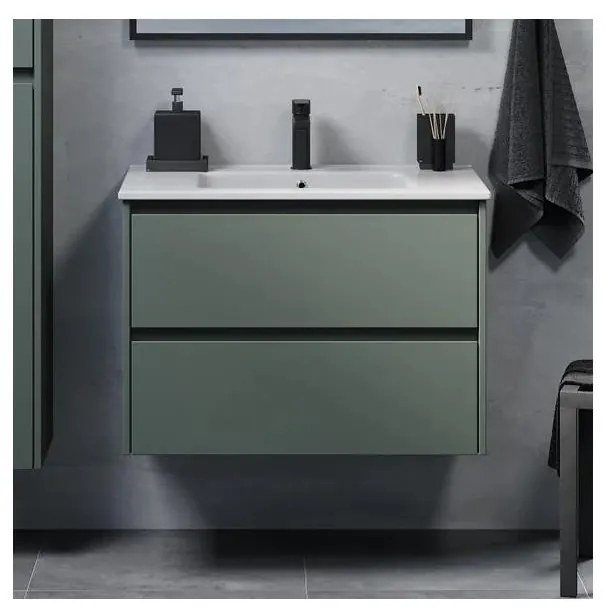 Dulap de baie cu lavoar MOLDE, 80 cm, verde