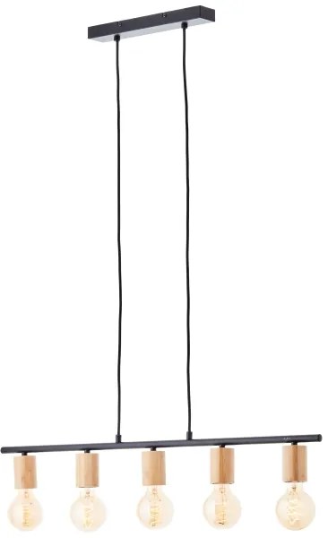 Brilliant - Candelabru KERRY suspendat pe cablu 5xE27/40W/230V negru/bambus