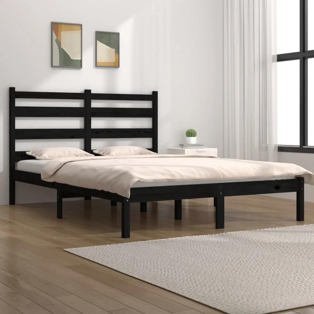 3103672 vidaXL Cadru de pat, negru, 200x200 cm, lemn masiv de pin