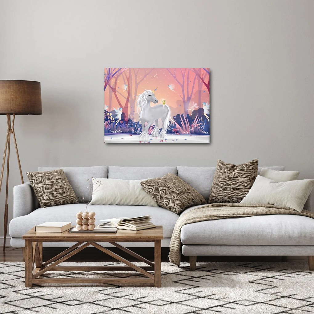 Tablou - Unicorn în pădurea fermecată (70x50 cm)