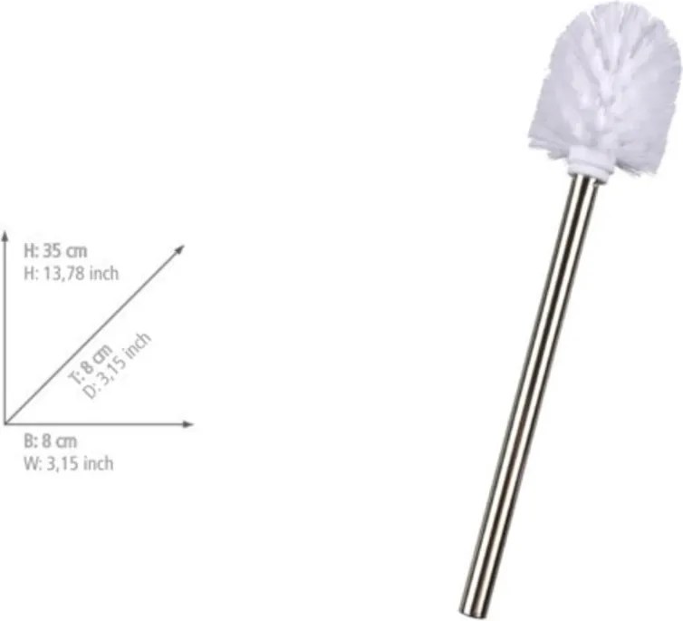 Perie WC cu mâner din oțel inoxidabil Wenko, alb