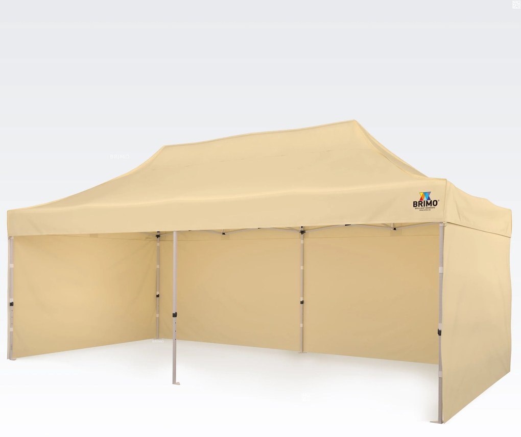 Cortină de petrecere 3x6m cu structură tip foarfecă (3 pereți) - Construcție din oțel și pânză 330g/m² - cu 3 pereți - Bej