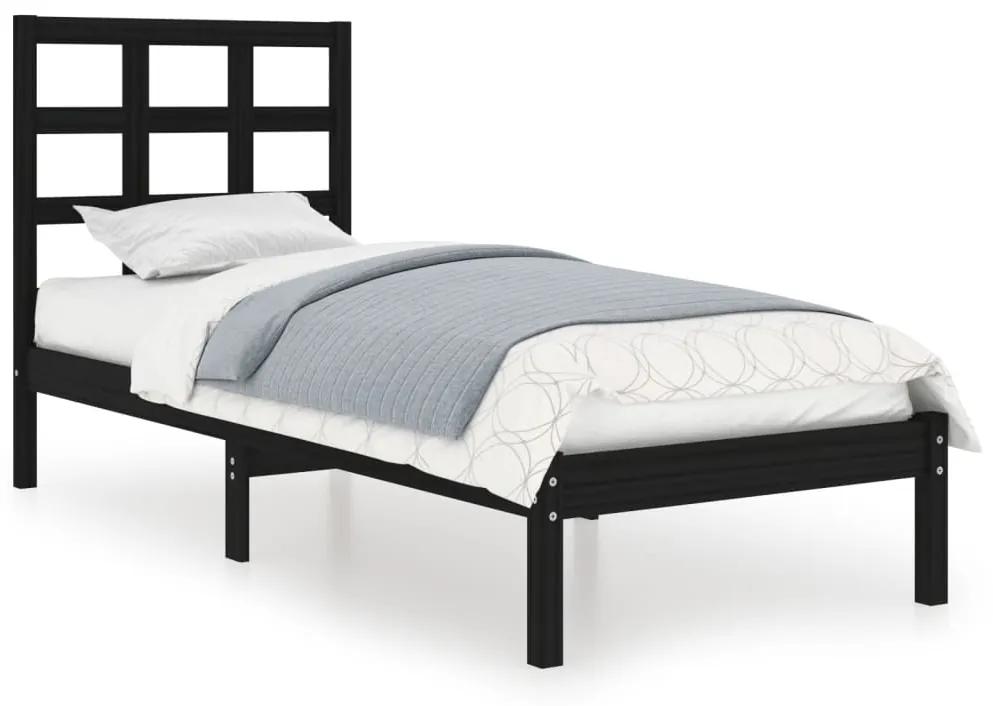 3105464 vidaXL Cadru de pat, negru, 100x200 cm, lemn masiv