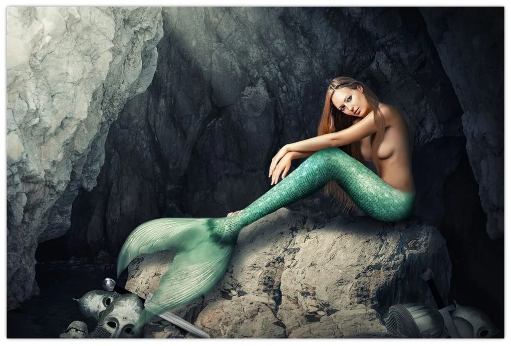 Tablou - Sirena pe stâncă (90x60 cm)