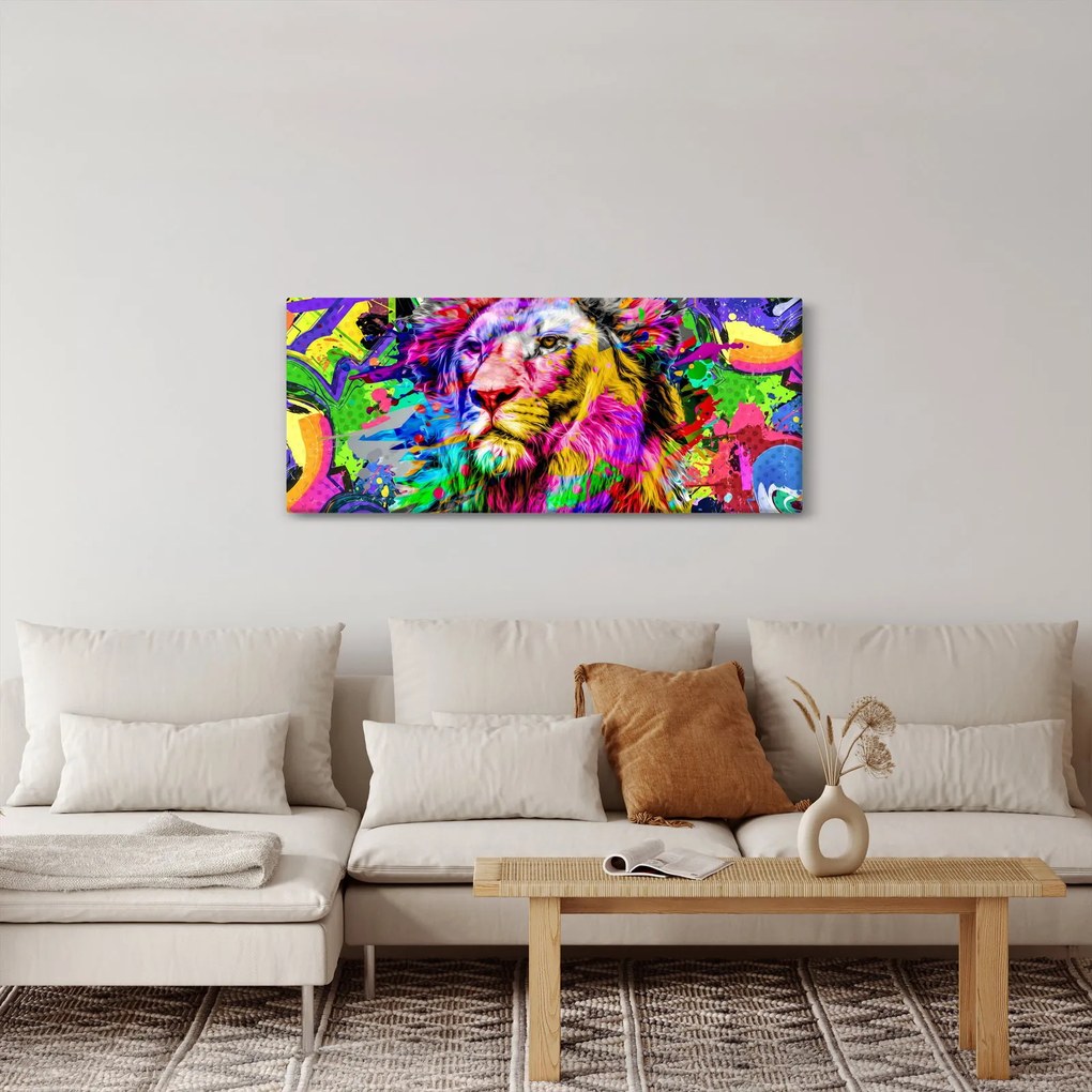 Tablou - 3D imaginea leului (120x50 cm)
