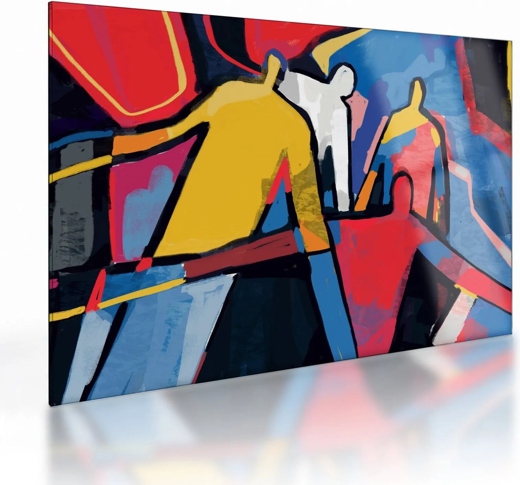 Tablou pe sticlă - Abstract bărbați (70x50 cm)