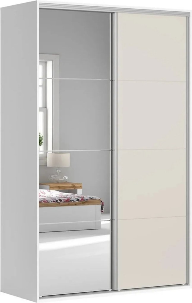 Dulap FLEX, alb/casmir, PAL, cu 2 usi, 150x66x240 cm