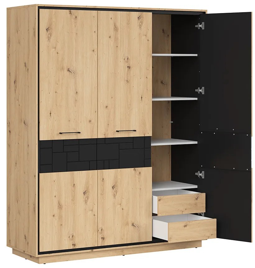 Dulap de haine Pont SZF3D2E (Stejar artisan + Negru mat). Promo -18%. 1063044