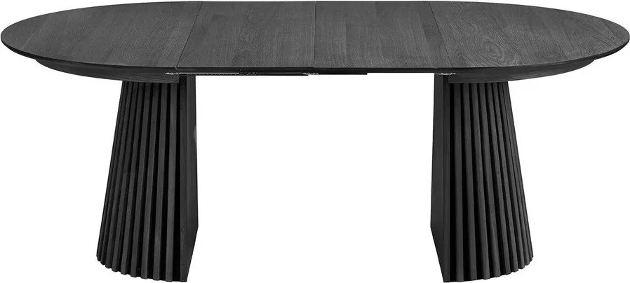 Masă de dining rotundă extensibilă cu blat cu aspect de lemn de stejar cu blat suplimentar ø 120 cm Osaka – House Nordic