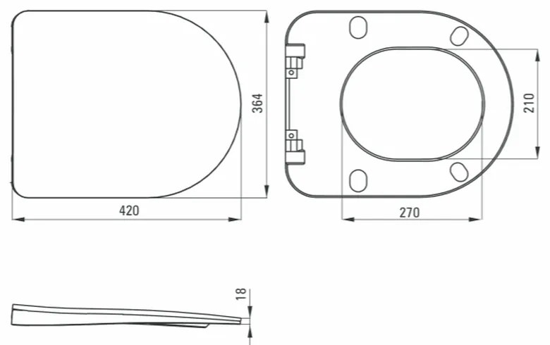 Capac wc soft close slim culoare alb, Deante, Poenia Alb