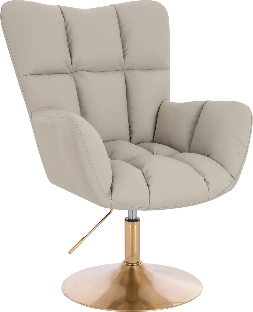 HR650N Scaun Ecru Piele Ecologica Premium Soft cu Bază Aurie