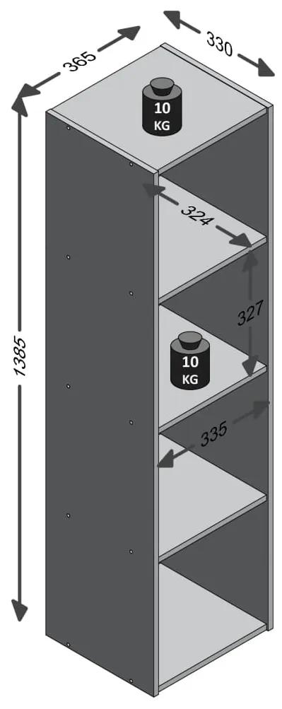 FMD Raft vertical cu 4 compartimente, alb 1, Alb