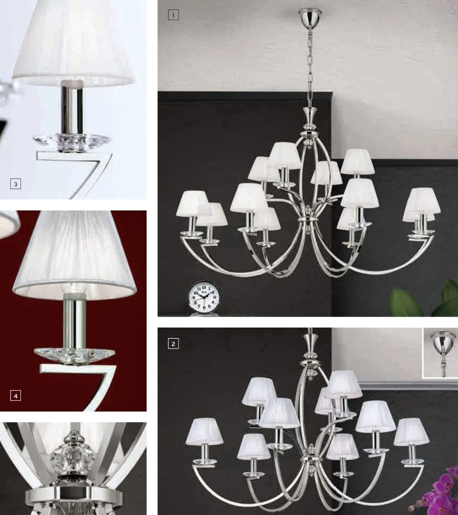 Candelabru cristal Swarovski elegant de lux Avala 12L nickel plated