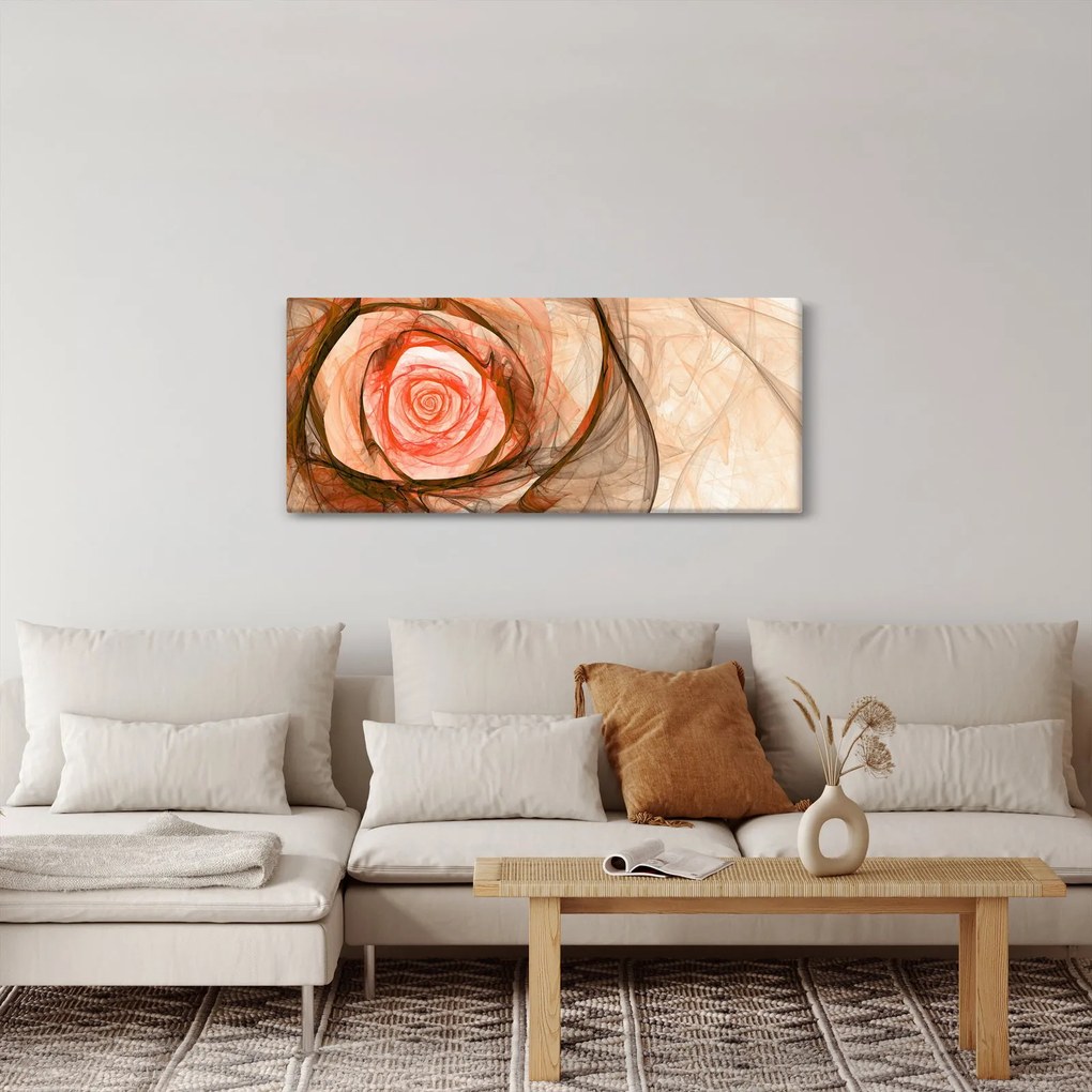 Tablou - Abstract trandafir roz cu fundal alb (120x50 cm)