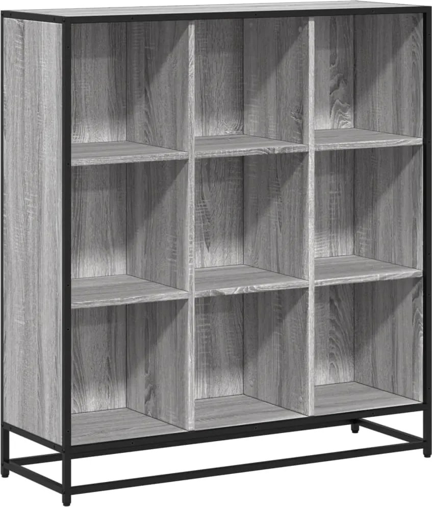 vidaXL Bibliotecă, gri sonoma, 97,5x33x107,5 cm, lemn prelucrat/metal