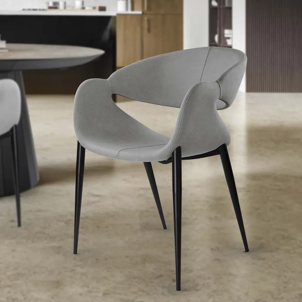 Scaun dining design elegant Giro gri