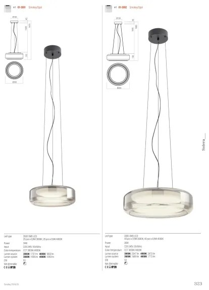 Lustră LED pe cablu Redo 01-3591 SOLERA LED/24W/230V CRI 93 3000/4000K d.35 cm