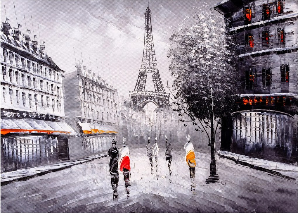 Tablou pe sticlă - Pictură în ulei, Paris (70x50 cm)