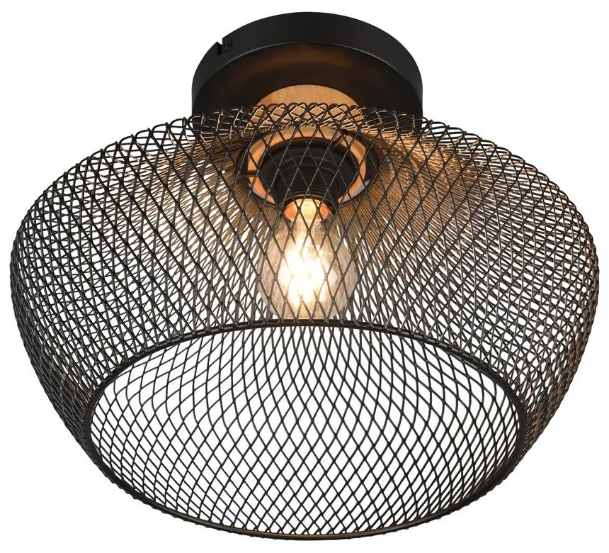 Plafonieră neagră cu abajur din metal ø 35 cm Valeria – Reality