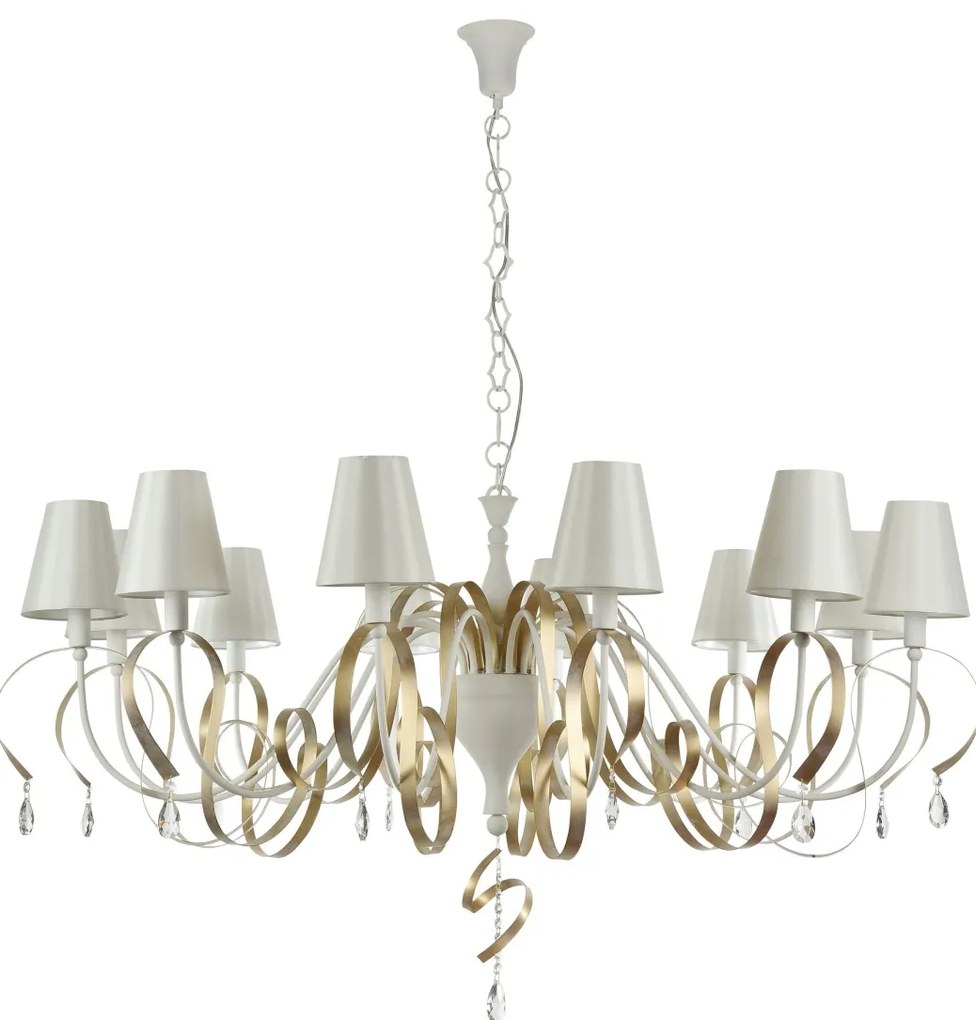 Candelabru elegant cu 12 brate, design modern Intreccio alb MYARM010-12-W