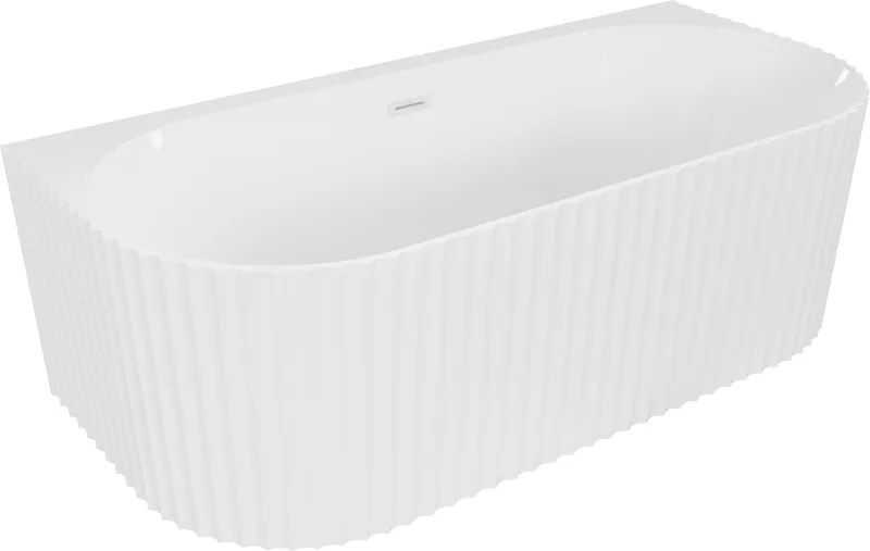 Mexen Sella cada de baie independentă cu nervuri laterale, 150 x 75 cm, alb lucios, preaplin alb - 52711507500-20