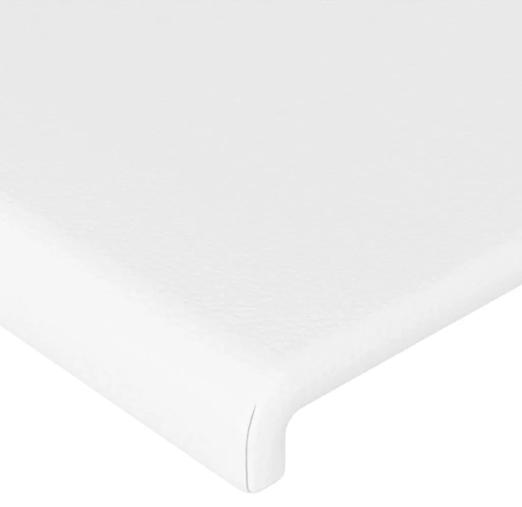 Cadru de pat cu tablie, alb, 140x190 cm, piele ecologica Alb, 140 x 190 cm, Design simplu