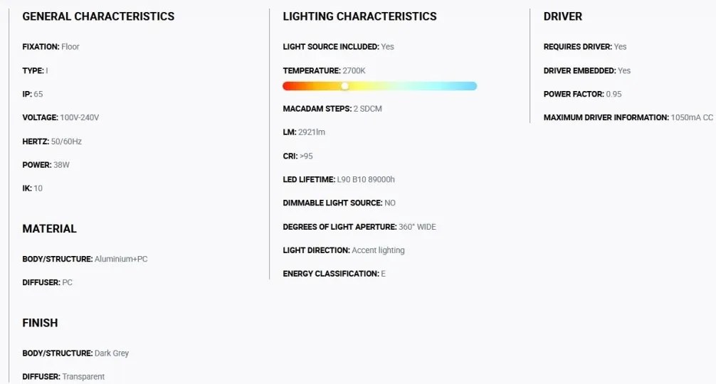 Stalp LED iluminat exterior simetric 360º wide IP65 RUSH 370cm 2700K