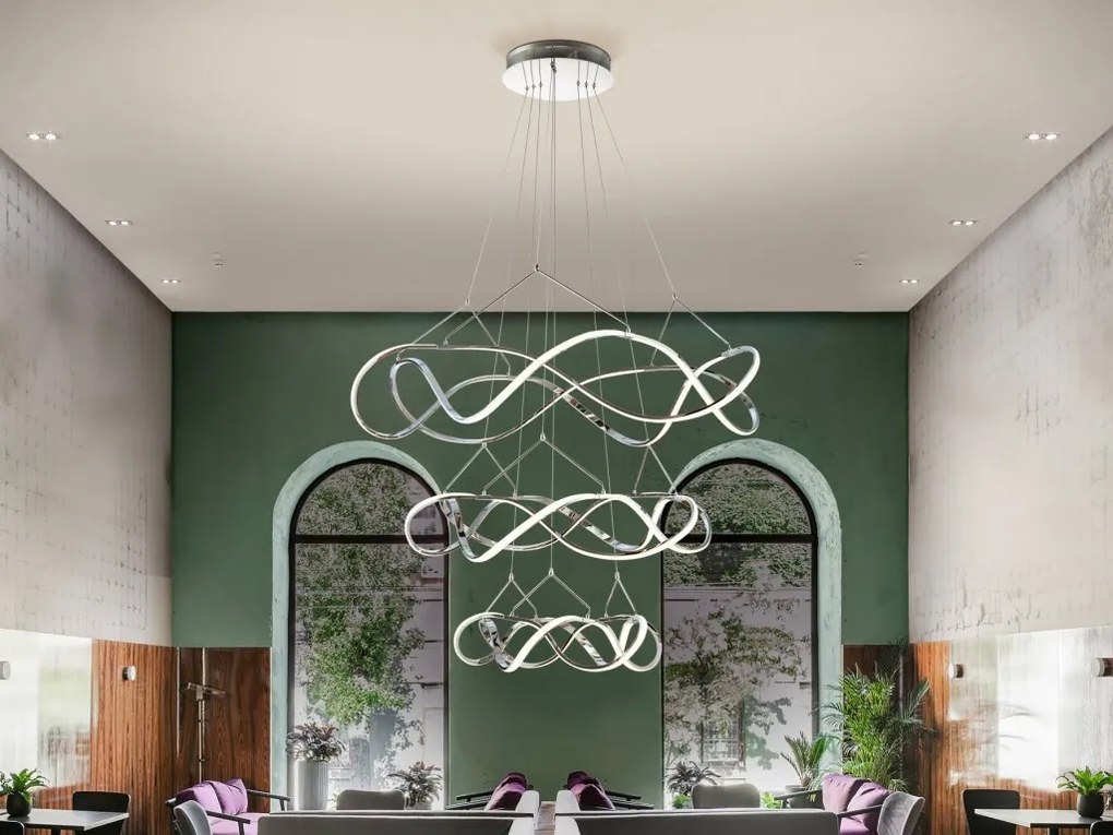 Lustra LED dimabila XXL pentru casa scarii design lux 110cm Molly crom
