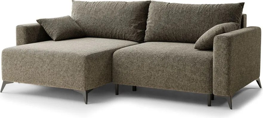 Colțar maro extensibil/cu spațiu de depozitare cu tapițerie din chenille (cu colț pe partea stângă/cu șezlong) Leon – Maison de Rêve