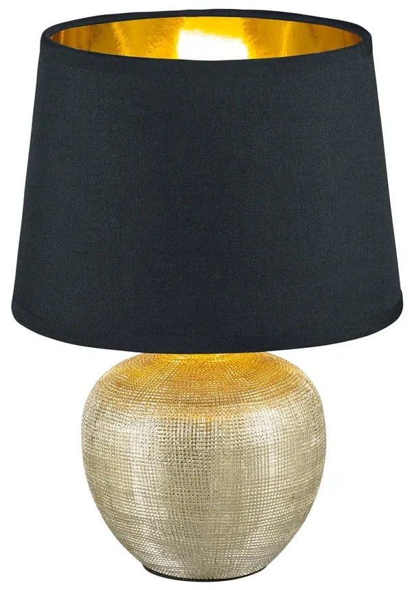 Veioză din ceramică și pânză Trio Luxor, înălțime 26 cm, negru