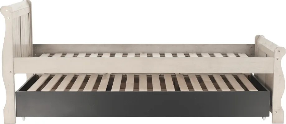 Pat cu pat suplimentar, alb antic, 90x200, ANTIKO