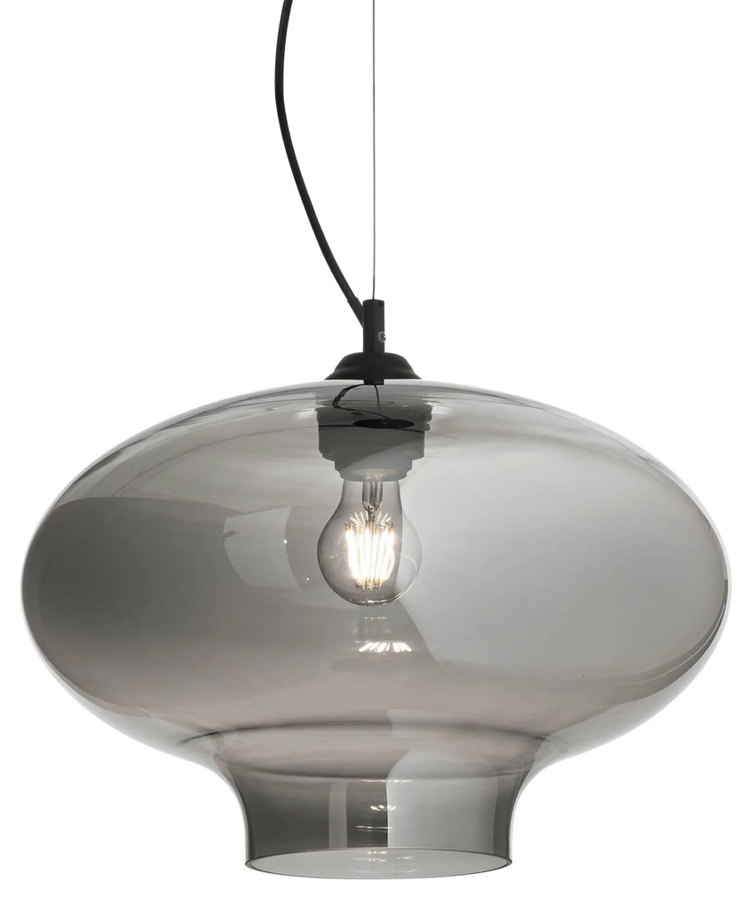 Pendul Ideal Lux Bistro' Sp1 Round Fume' E27, Negru, 120904, Italia