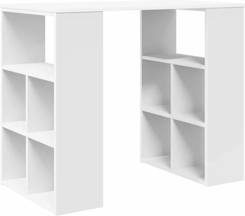 vidaXL Birou cu raft cu depozitare Alb 90 x 50 x 75 cm Lemn compozit