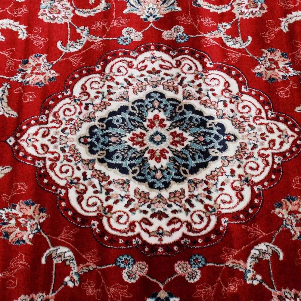 Covor clasic burgundia Isfahan 200x300 covor poliester mecanic pentru living sau dormitor
