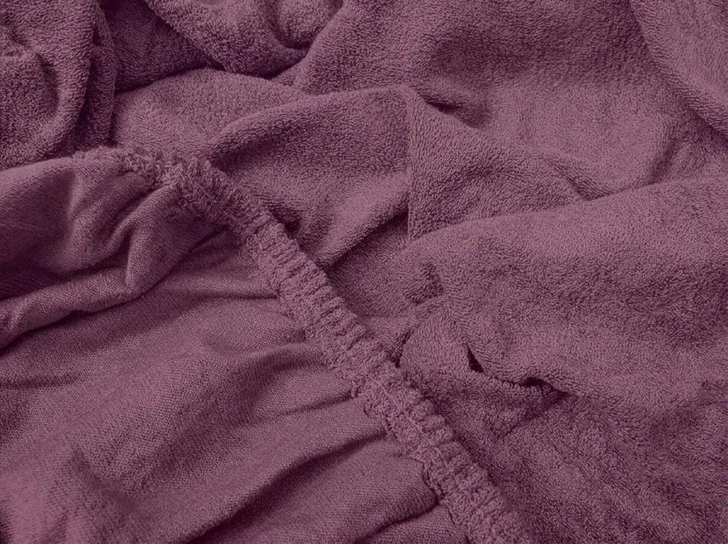 Cearsaf elastic molton din fleece pruna 180 x 200 cm