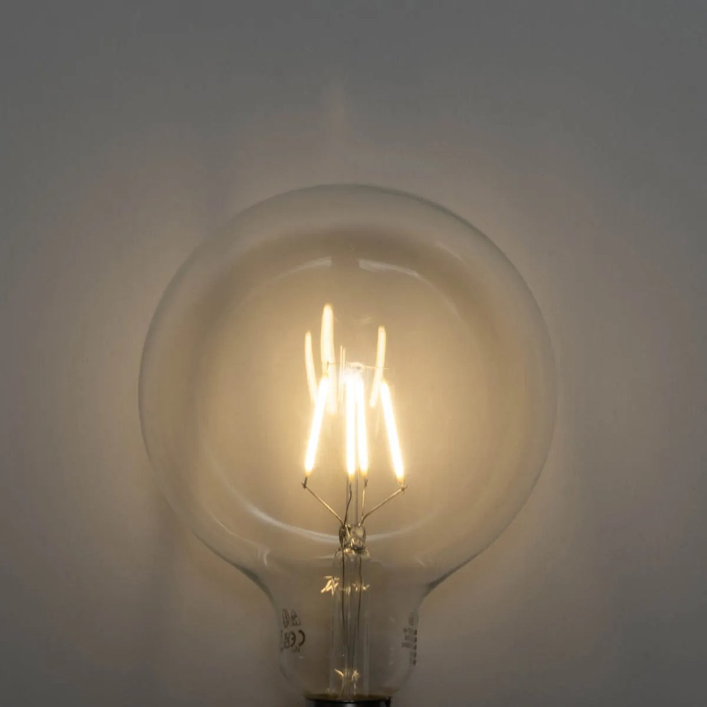 Set de 5 becuri LED E27 cu filament spiralat, cu 3 trepte de intensitate luminoasă, G125 4W 450 lm 2700K