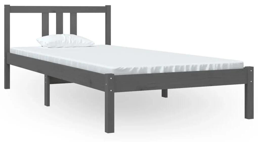 814871 vidaXL Cadru de pat, gri, 90x200 cm, lemn masiv
