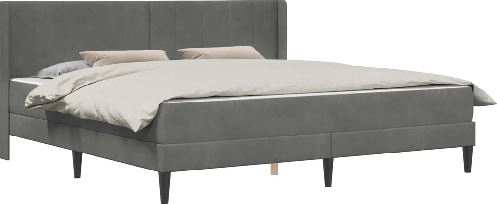 vidaXL Cadru de pat cu saltea Gri închis 200 x 200 cm Catifea